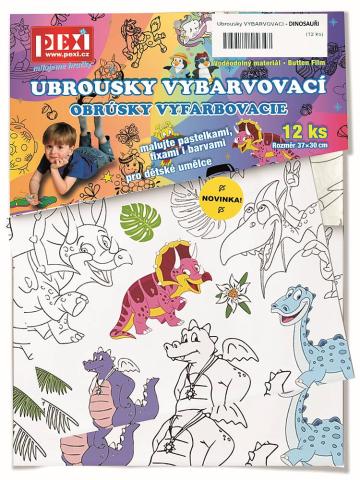 Omalovánky - Vybarvovací ubrousky - Dinosauři 12ks